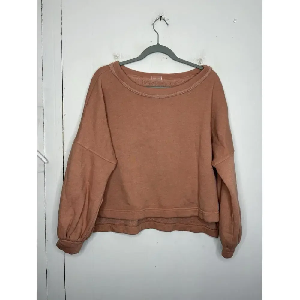 Free People Movement Womens S Balloon Sleeve Soft Boxy Dolman Pink Athleisure